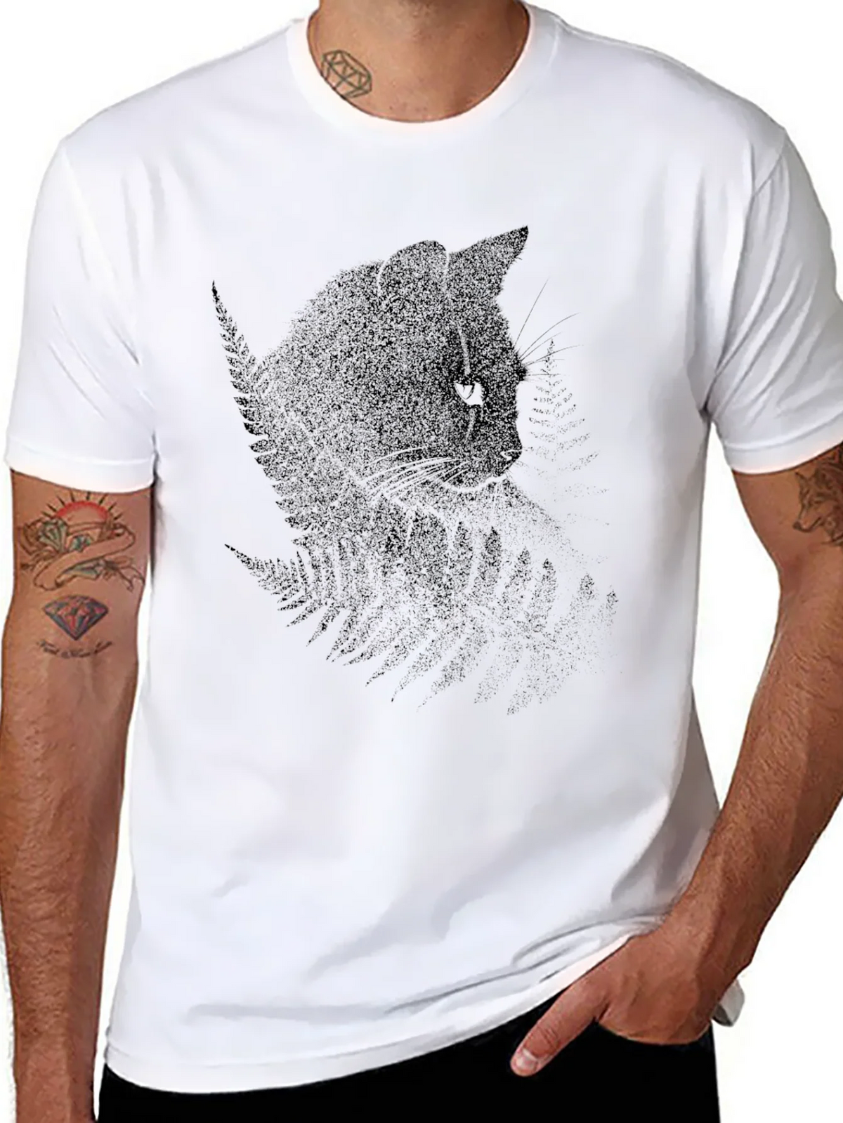Black Cat & Fern Graphic Tee - Stylish Unisex T-Shirt product image 10