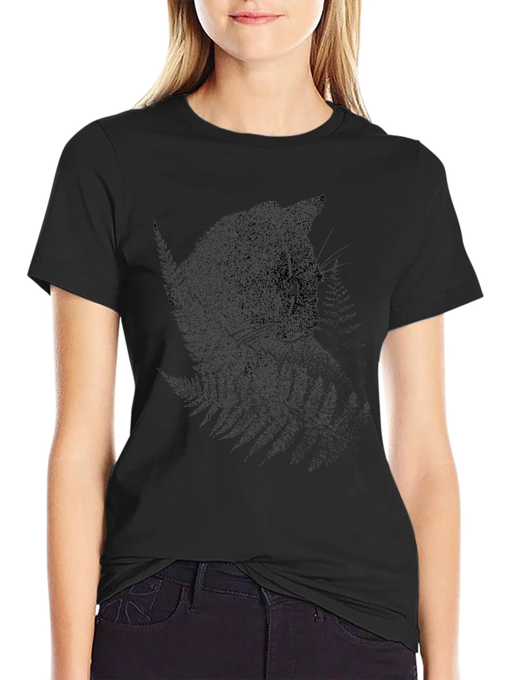 Black Cat & Fern Graphic Tee - Stylish Unisex T-Shirt product image 5