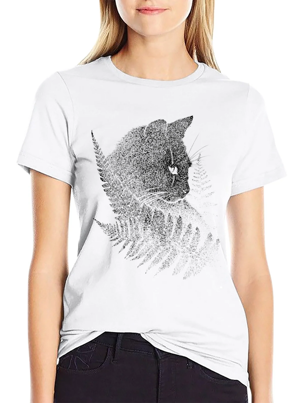 Black Cat & Fern Graphic Tee - Stylish Unisex T-Shirt product image 11