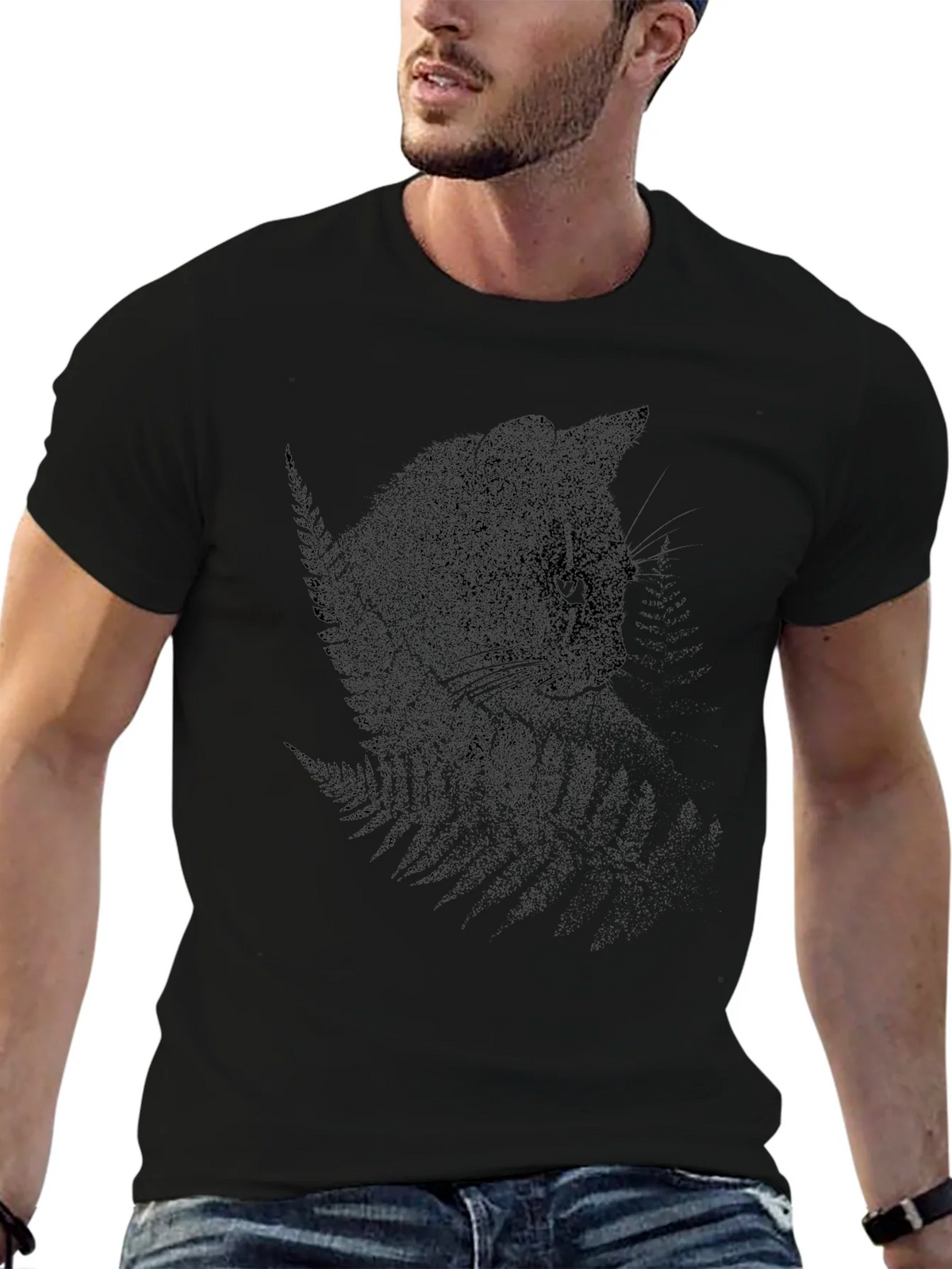 Black Cat & Fern Graphic Tee - Stylish Unisex T-Shirt product image 9
