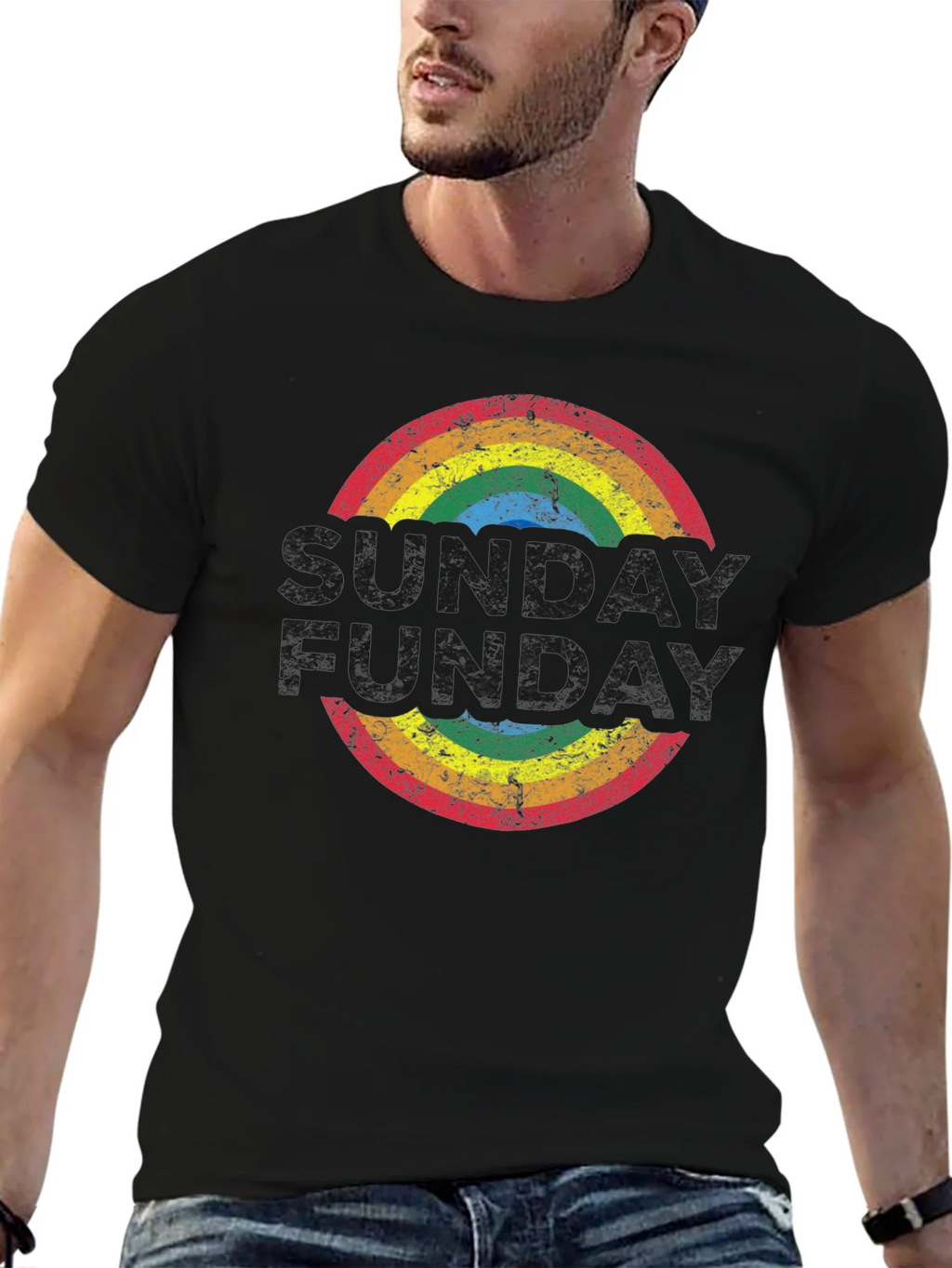 Retro Rainbow T-Shirt: Groovy Fun-Day Design product image 6