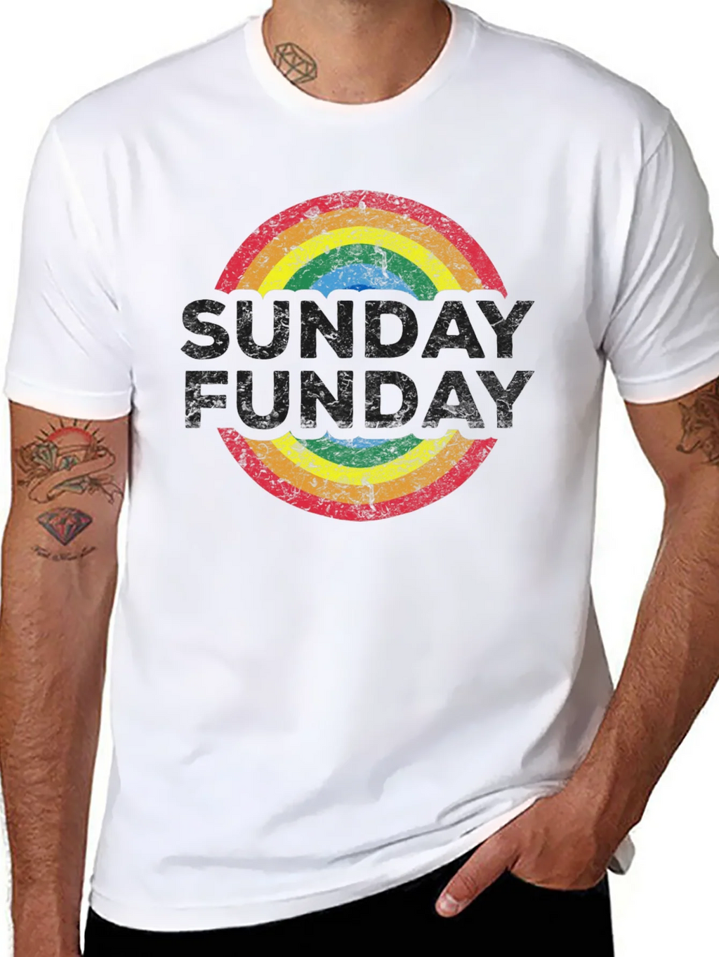 Retro Rainbow T-Shirt: Groovy Fun-Day Design product image 7