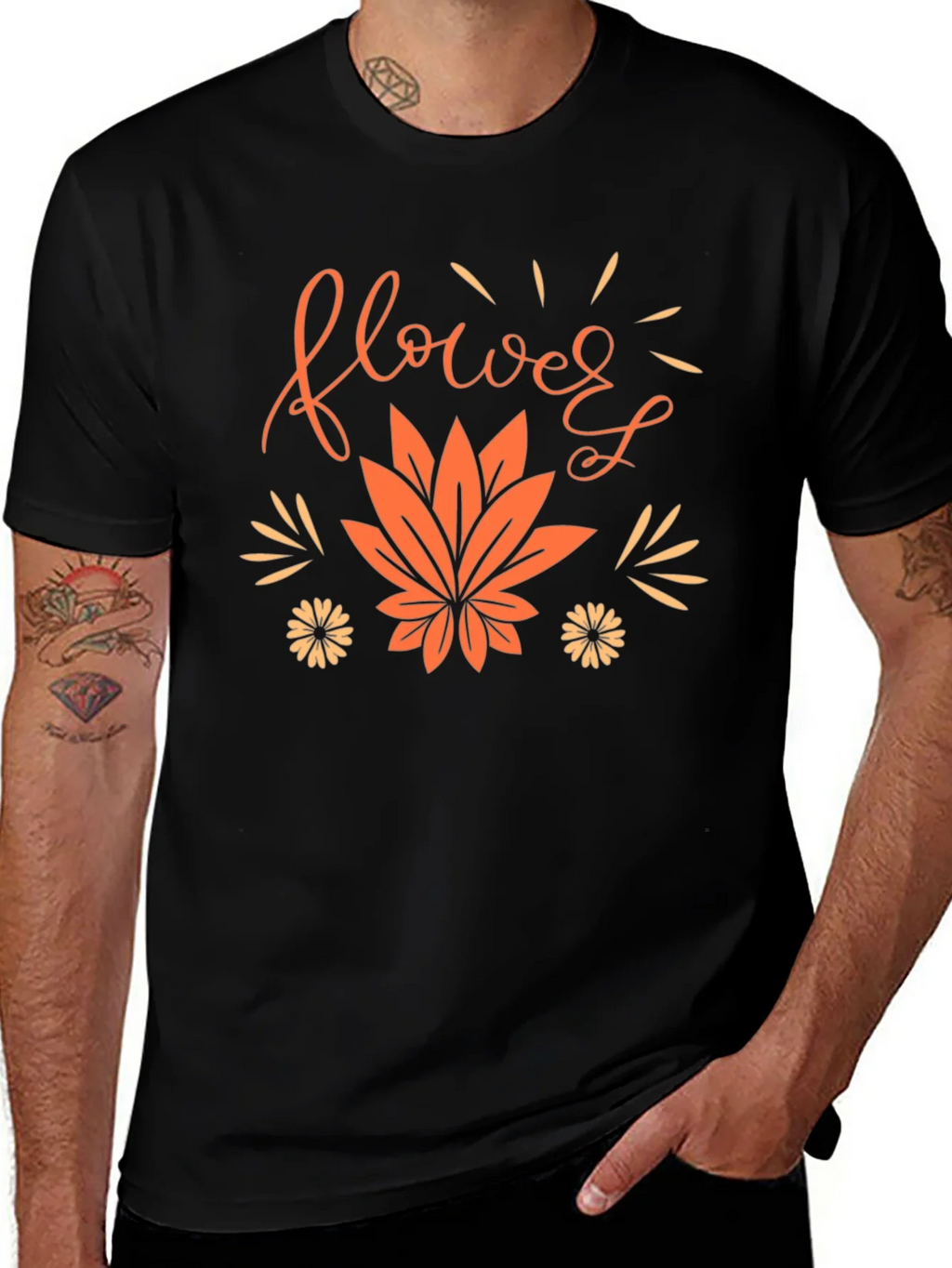 Flower Leaf Graphic Black Tee product image 1