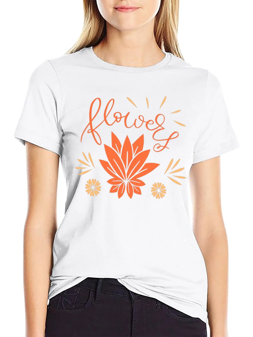 Flower Leaf Graphic Black Tee product image 8