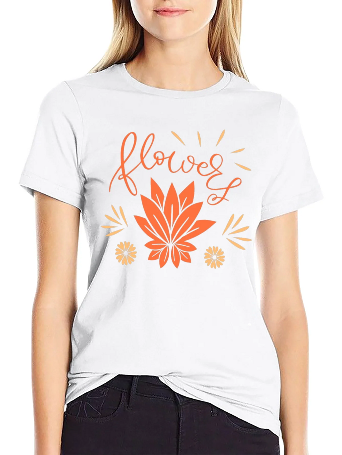 Flower Leaf Graphic Black Tee product image 8