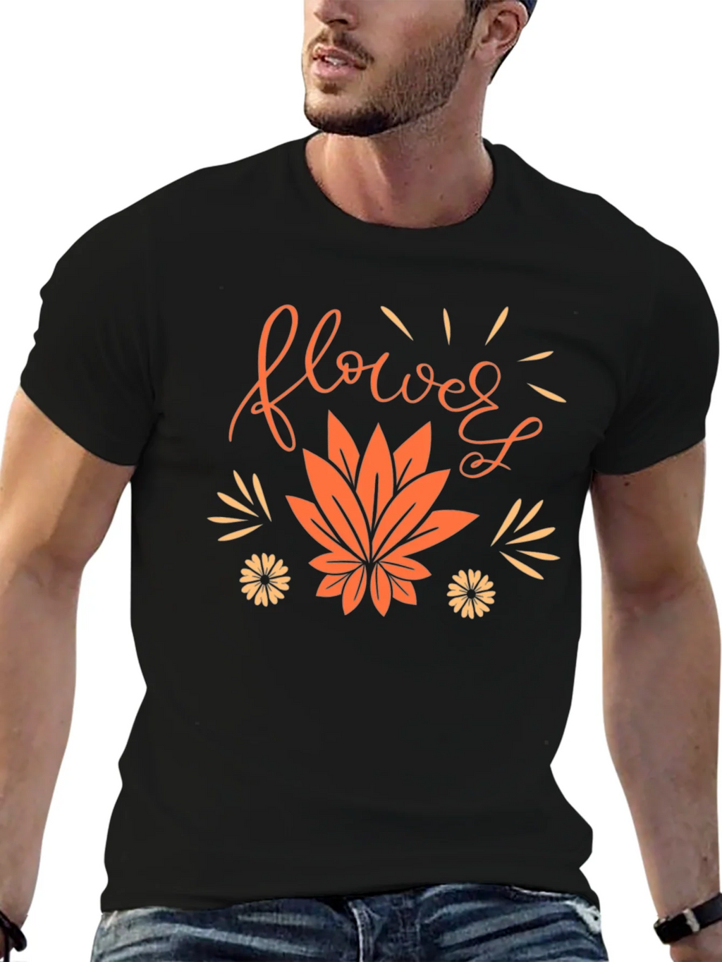 Flower Leaf Graphic Black Tee product image 6