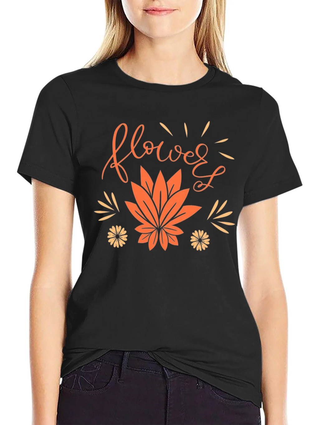 Flower Leaf Graphic Black Tee product image 2