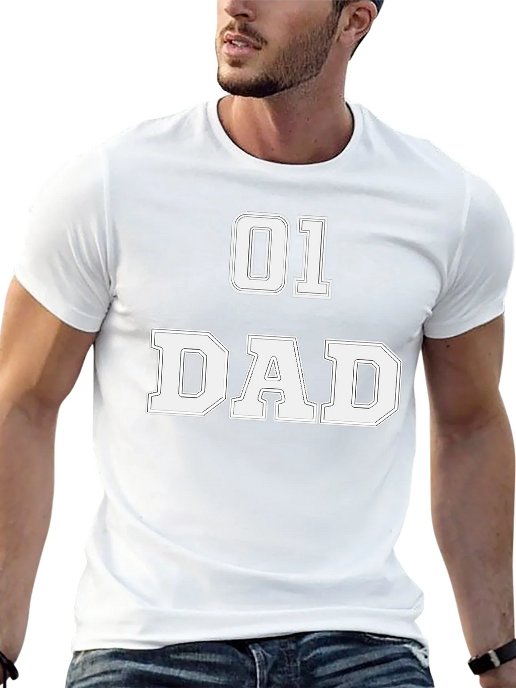 01 Dad T-Shirt - Black Graphic Tee for Fathers product image 12