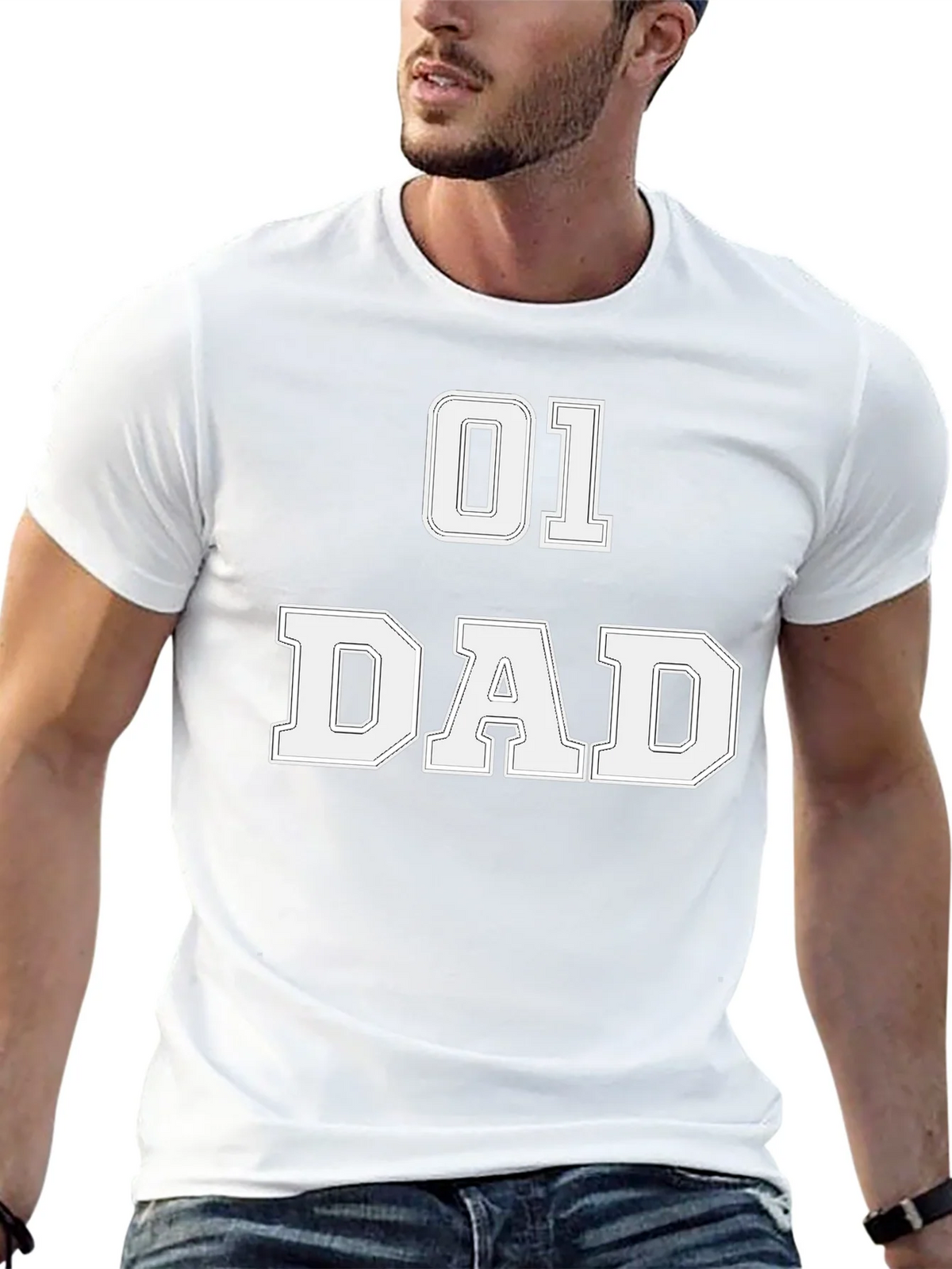 01 Dad T-Shirt - Black Graphic Tee for Fathers product image 12