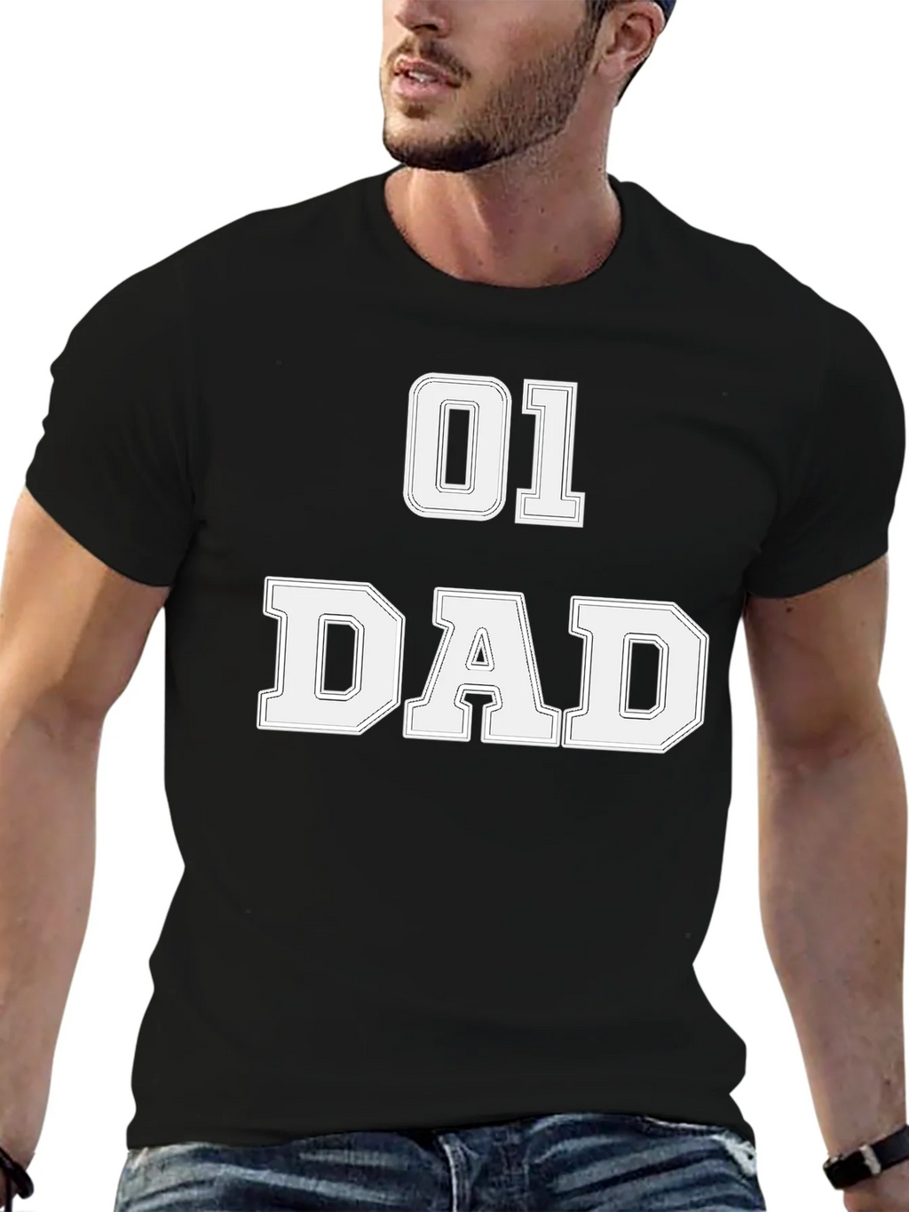 01 Dad T-Shirt - Black Graphic Tee for Fathers product image 6