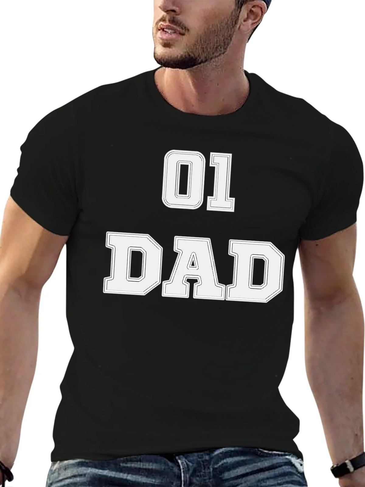 01 Dad T-Shirt - Black Graphic Tee for Fathers product image 6