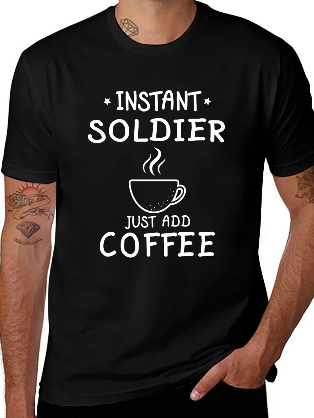 Instant Soldier - Add Coffee T-Shirt - Funny Graphic Tee product image 1