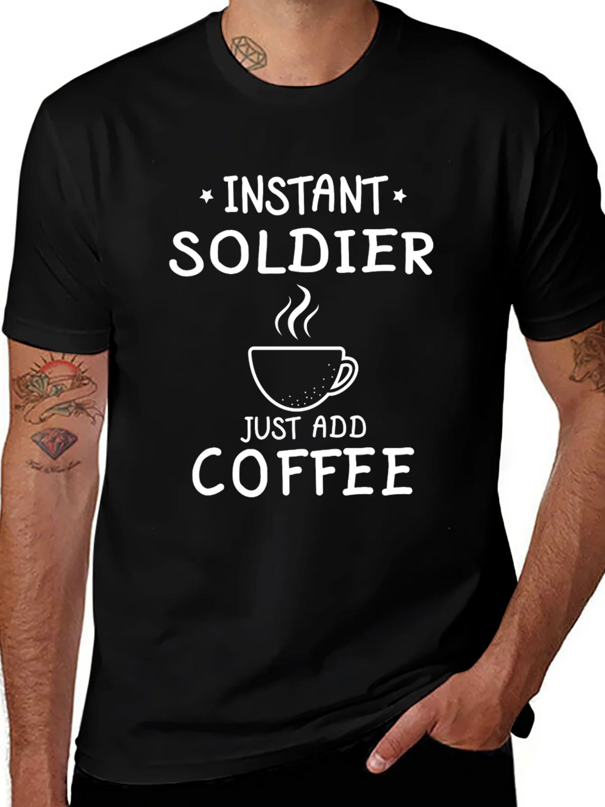 Instant Soldier - Add Coffee T-Shirt - Funny Graphic Tee product image 1