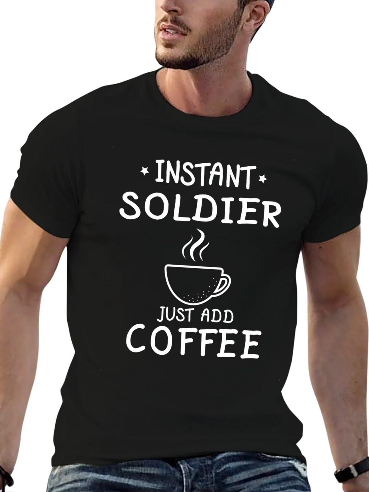 Instant Soldier - Add Coffee T-Shirt - Funny Graphic Tee product image 6