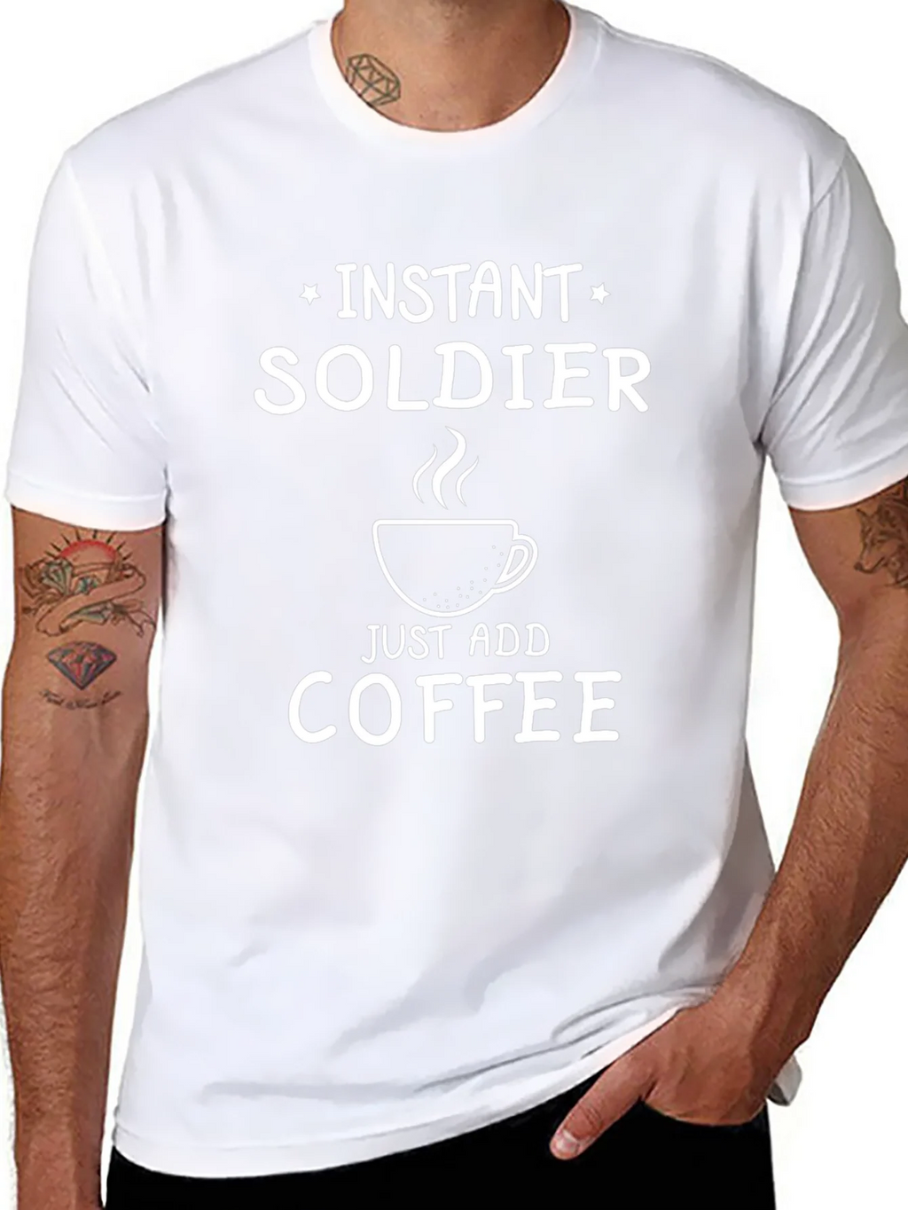 Instant Soldier - Add Coffee T-Shirt - Funny Graphic Tee product image 7