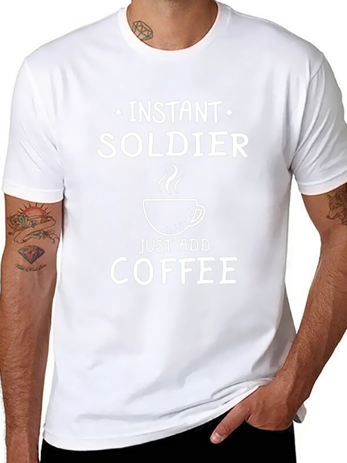 Instant Soldier - Add Coffee T-Shirt - Funny Graphic Tee product image 7