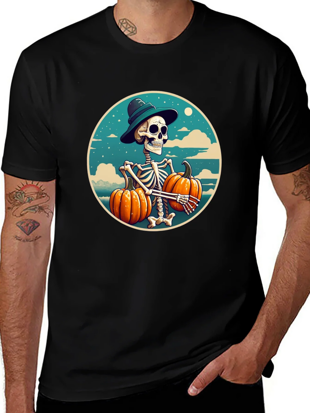 Skeleton Pumpkin T-Shirt - Halloween Graphic Tee product image 1