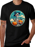 Skeleton Pumpkin T-Shirt - Halloween Graphic Tee product image 1