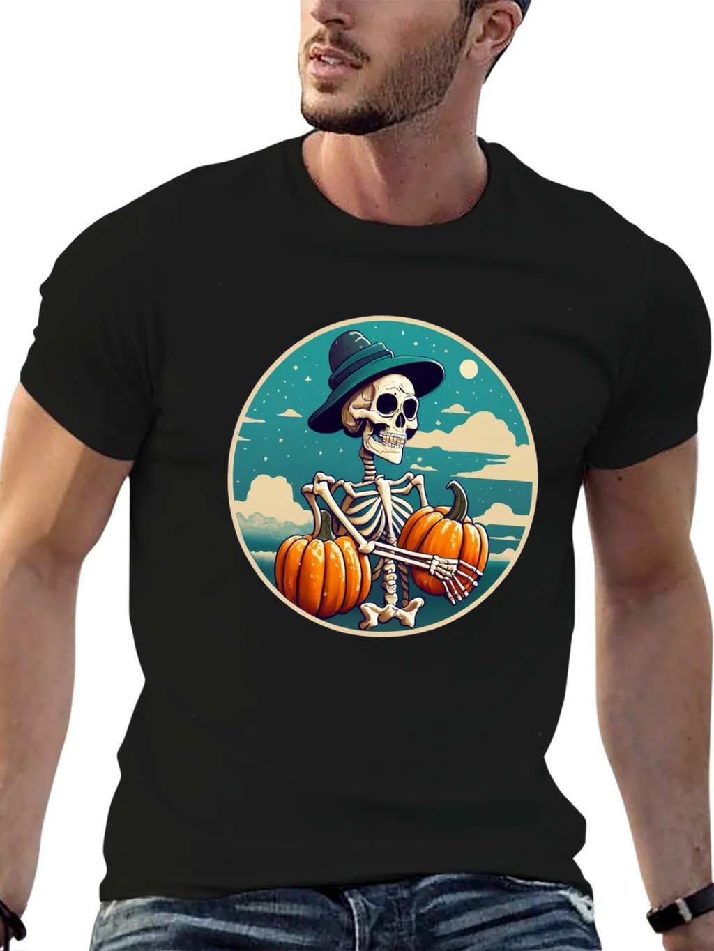Skeleton Pumpkin T-Shirt - Halloween Graphic Tee product image 6