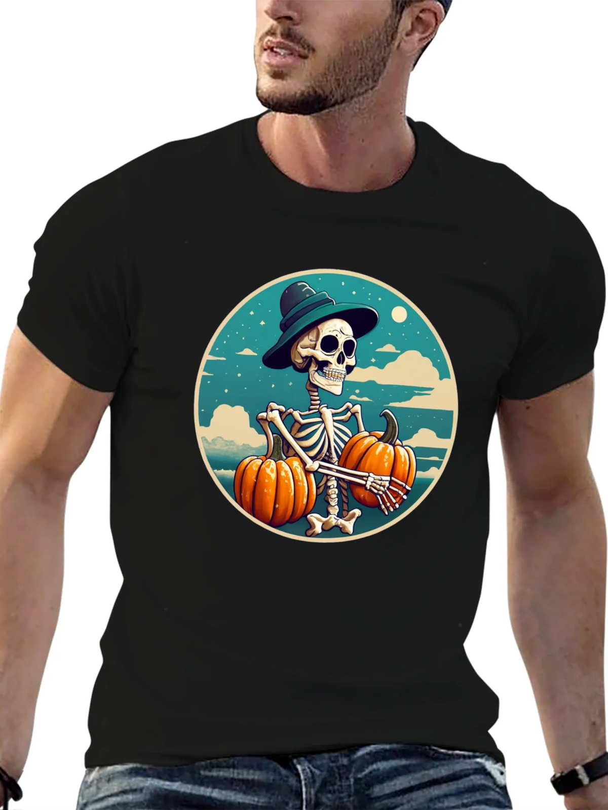 Skeleton Pumpkin T-Shirt - Halloween Graphic Tee product image 6