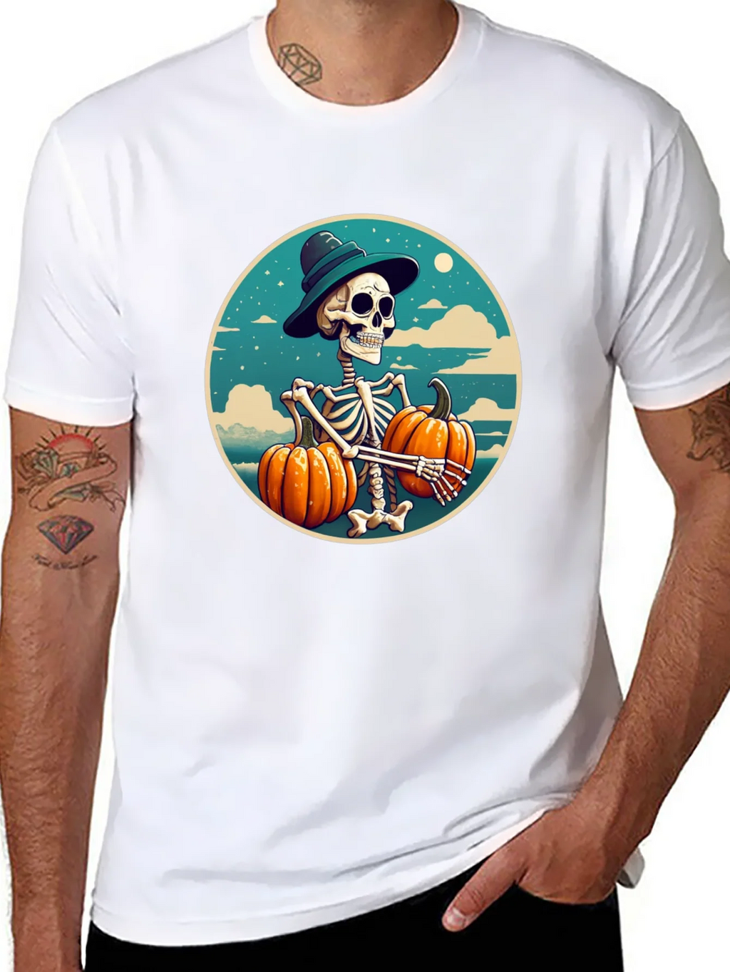 Skeleton Pumpkin T-Shirt - Halloween Graphic Tee product image 7