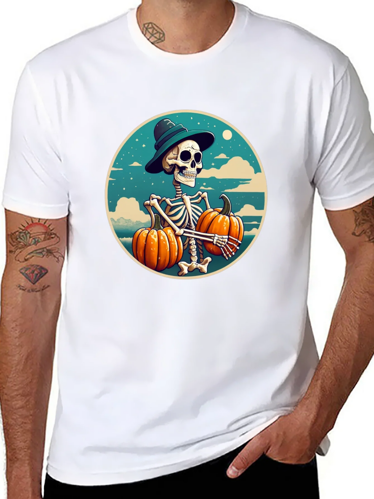 Skeleton Pumpkin T-Shirt - Halloween Graphic Tee product image 7