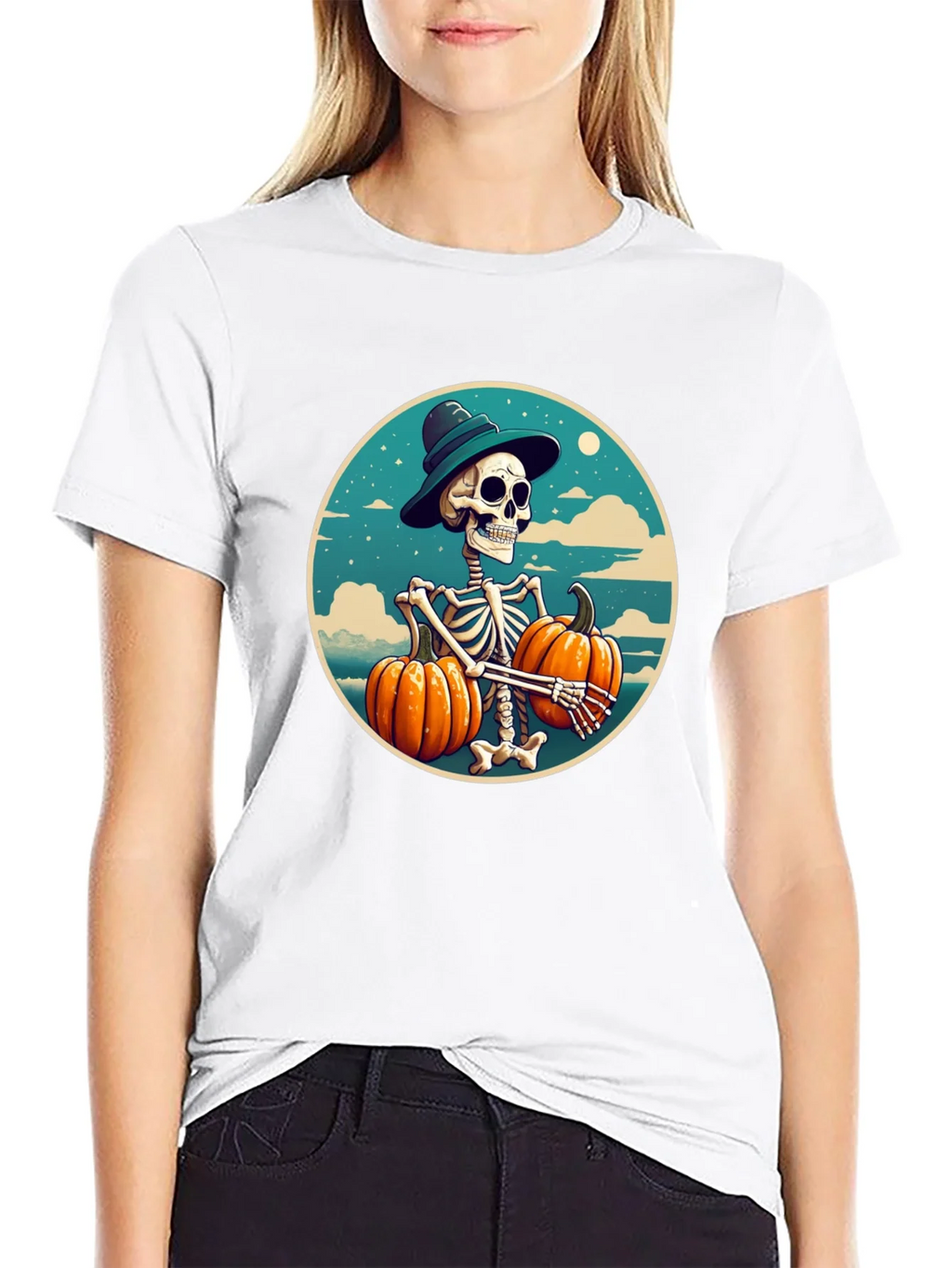 Skeleton Pumpkin T-Shirt - Halloween Graphic Tee product image 8