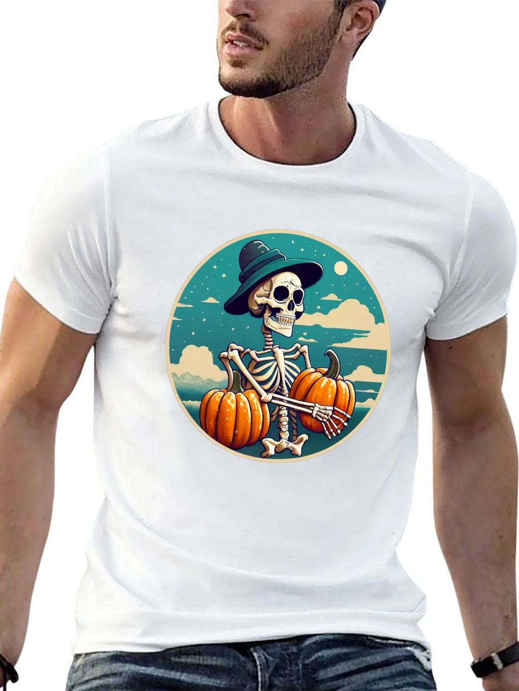 Skeleton Pumpkin T-Shirt - Halloween Graphic Tee product image 12