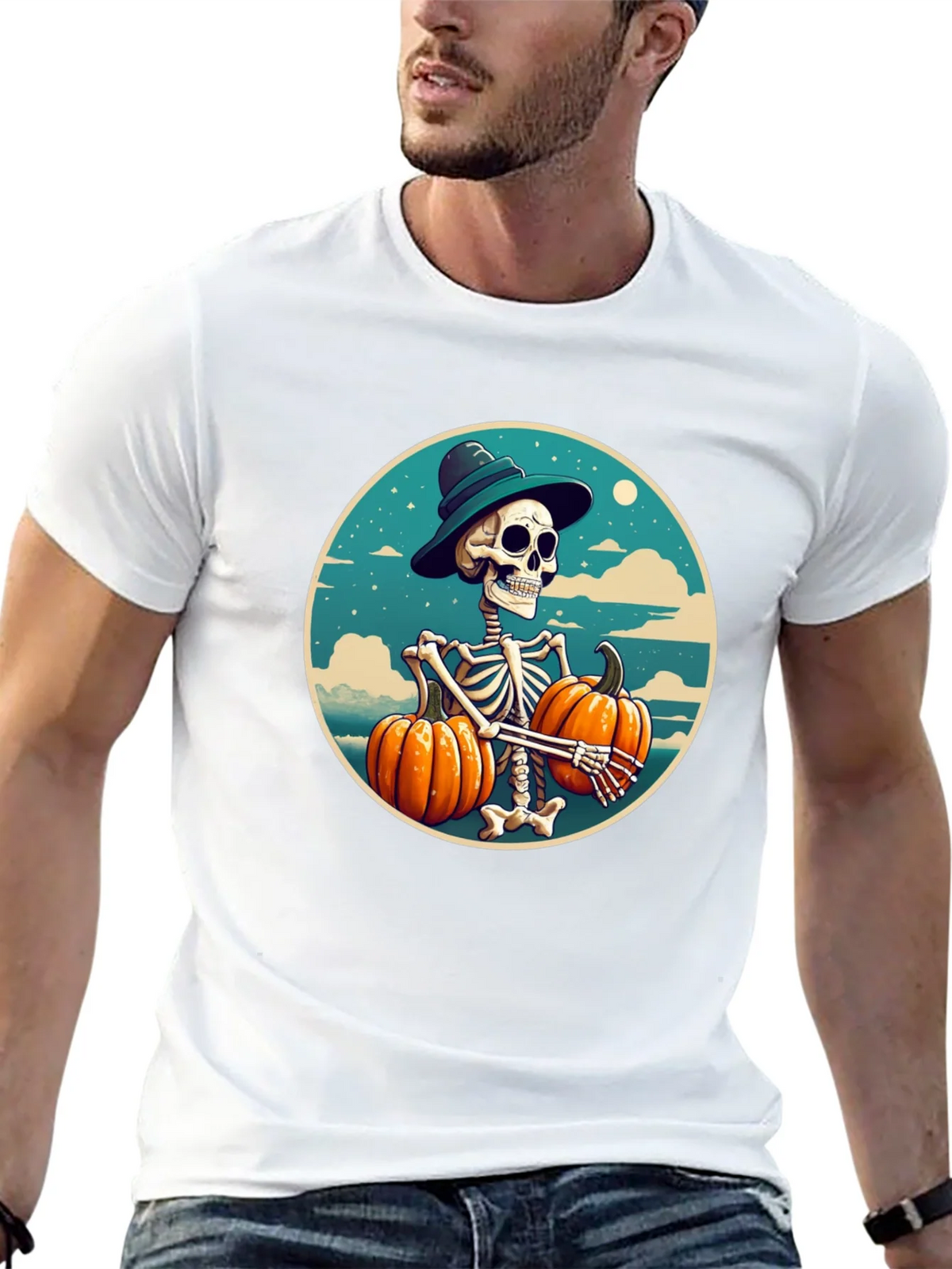 Skeleton Pumpkin T-Shirt - Halloween Graphic Tee product image 12