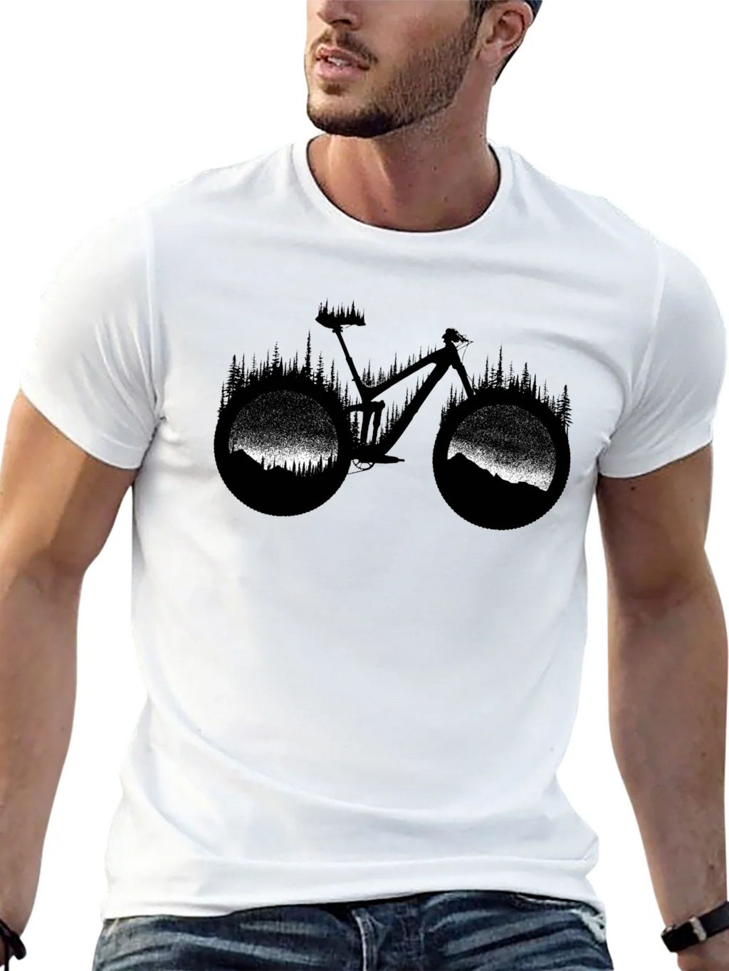 Mountain Bike Silhouette Graphic T-Shirt - Black product image 4