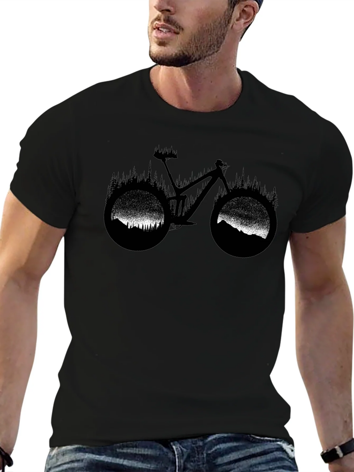 Mountain Bike Silhouette Graphic T-Shirt - Black product image 9