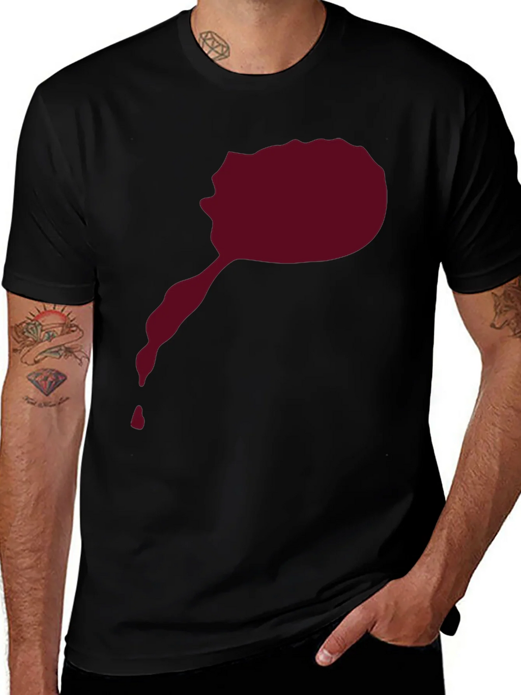 Maroon Splatter Graphic Tee - Mens Black T-Shirt product image 1