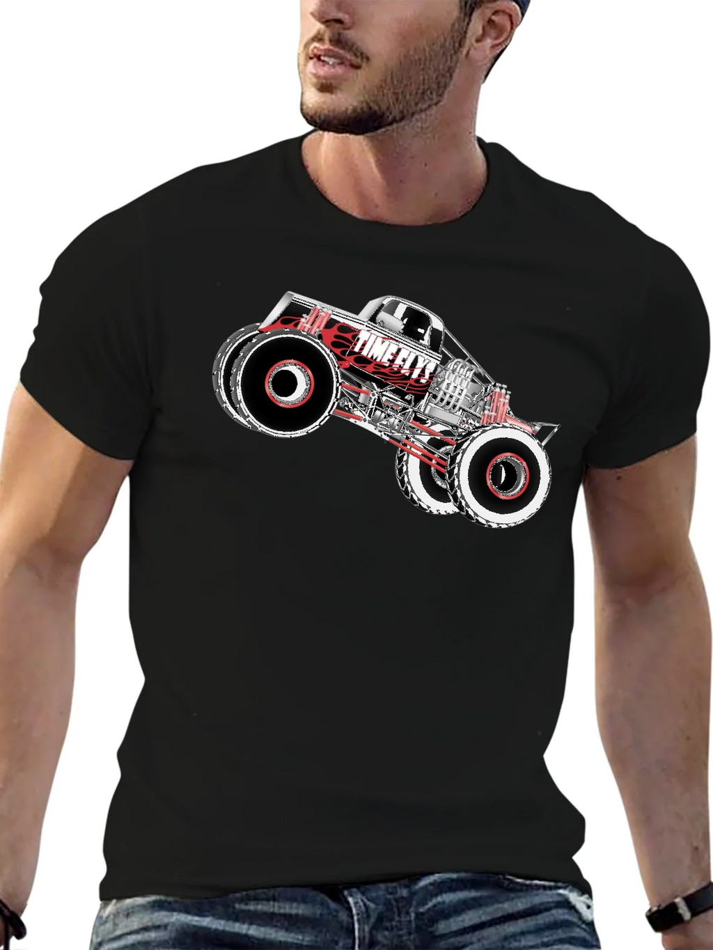Time Flys Monster Truck Graphic T-Shirt - Black product image 9