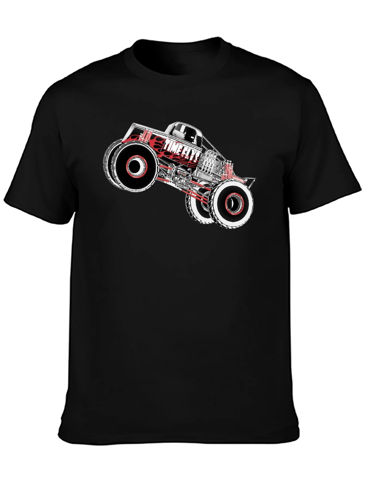 Time Flys Monster Truck Graphic T-Shirt - Black product image 6