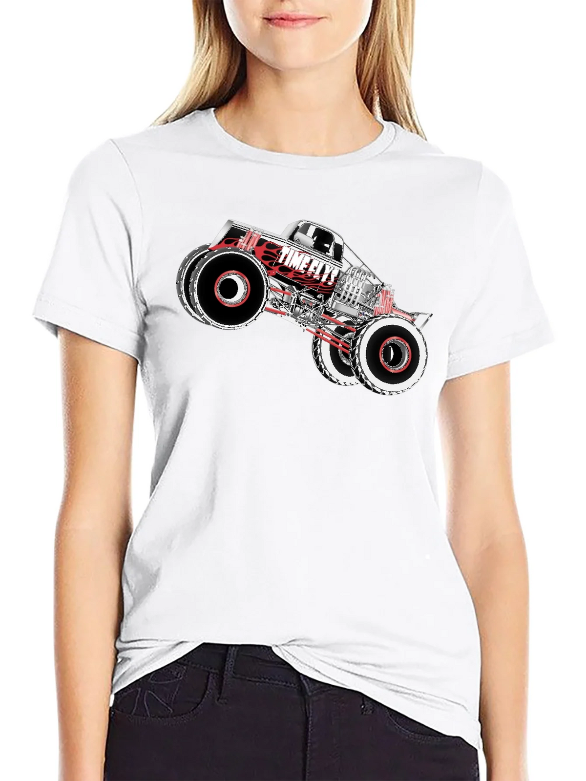Time Flys Monster Truck Graphic T-Shirt - Black product image 11