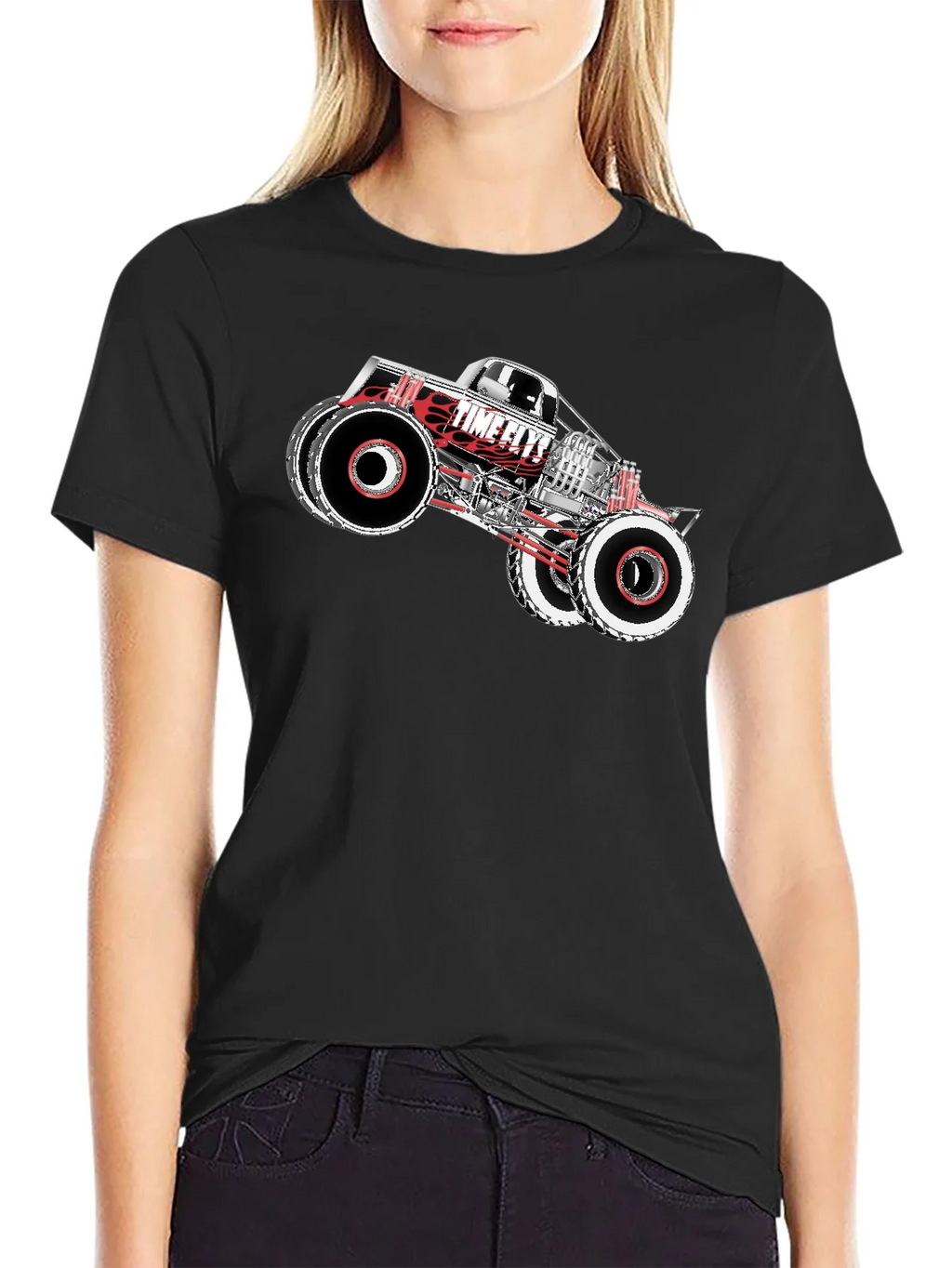 Time Flys Monster Truck Graphic T-Shirt - Black product image 5