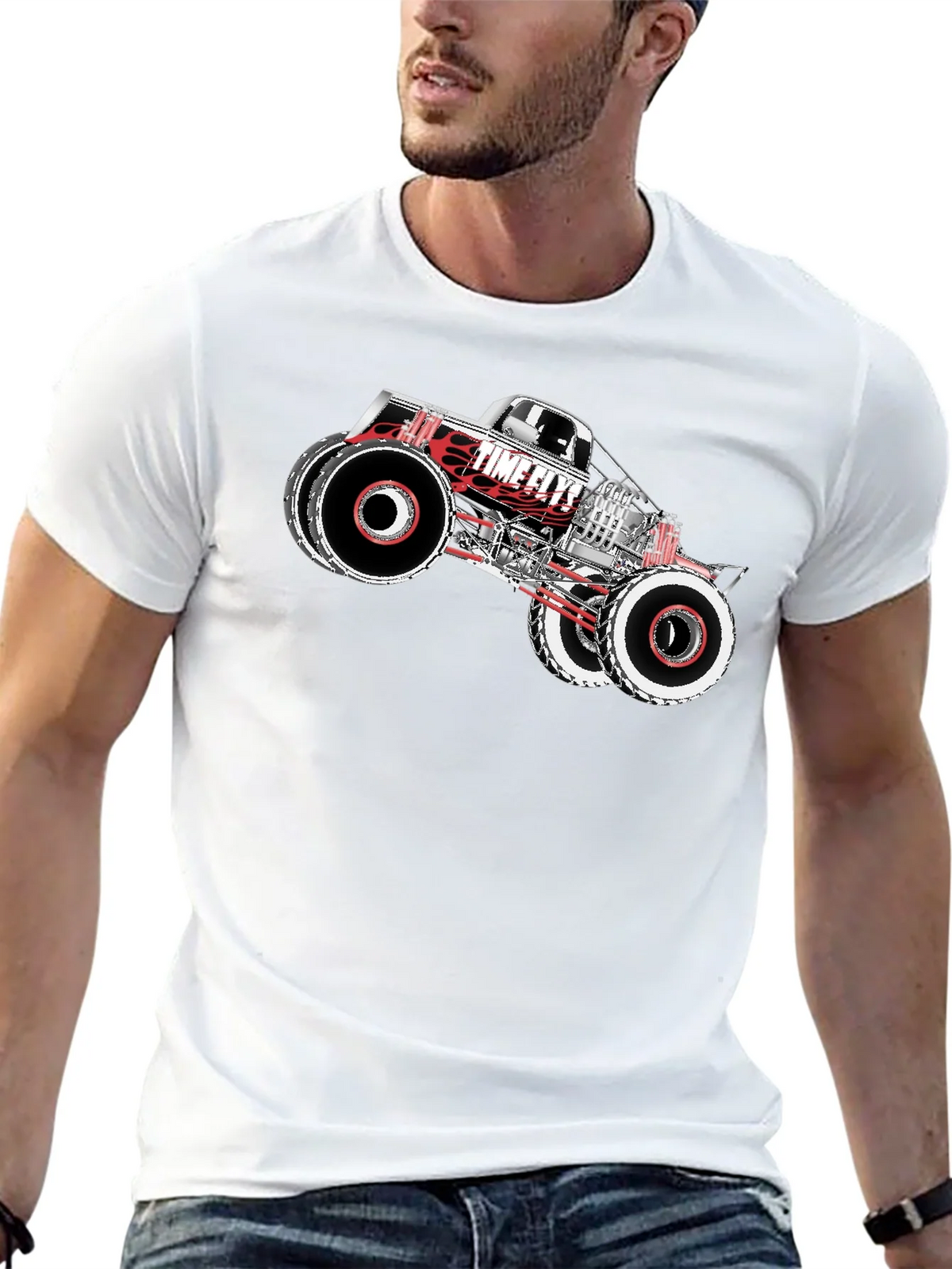 Time Flys Monster Truck Graphic T-Shirt - Black product image 4