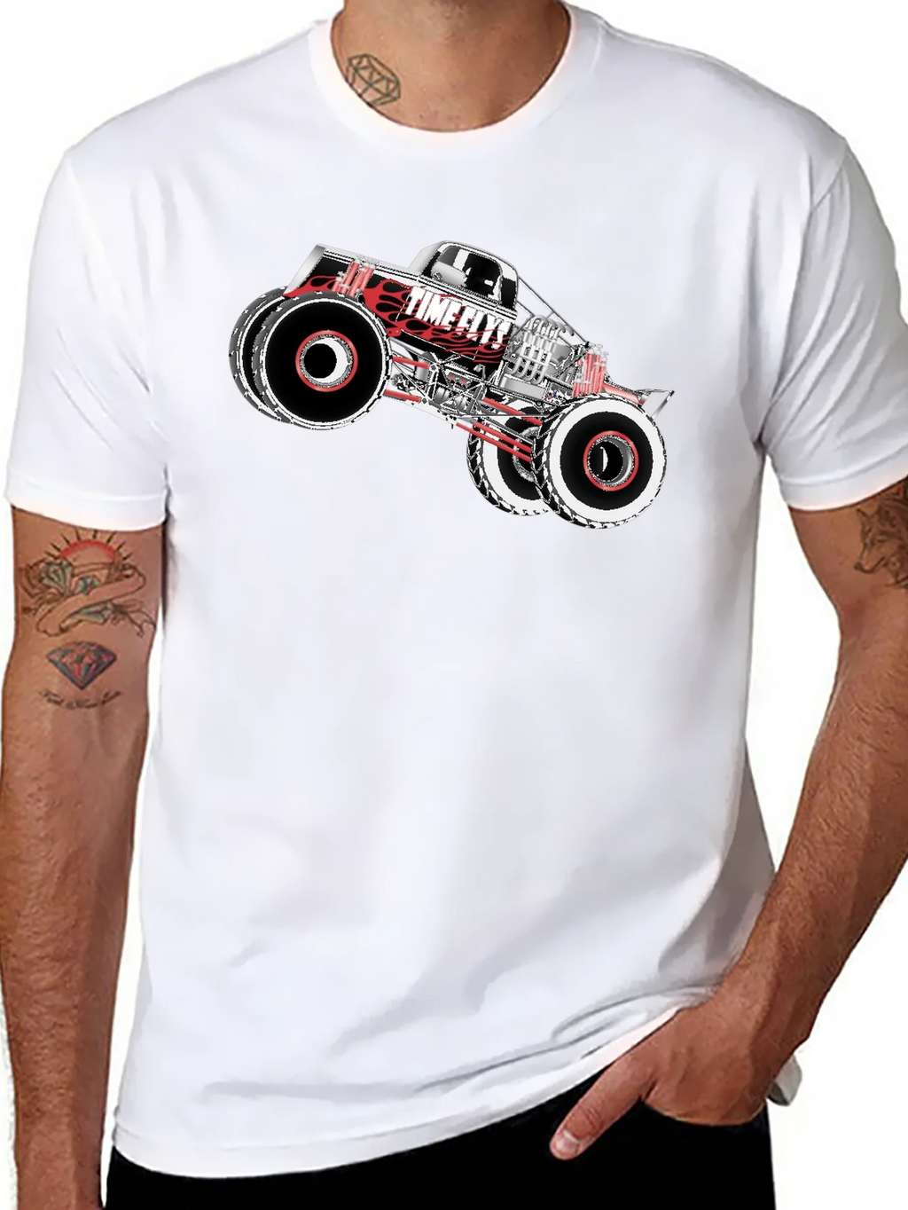 Time Flys Monster Truck Graphic T-Shirt - Black product image 10