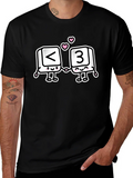 Black T-Shirt with <3 Cartoon Design product image 1