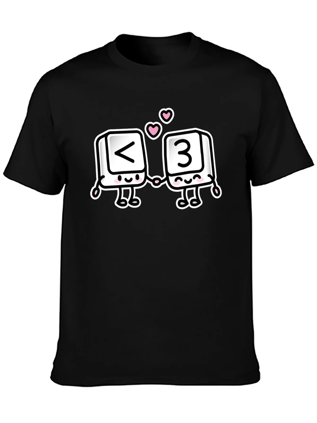 Black T-Shirt with <3 Cartoon Design product image 3