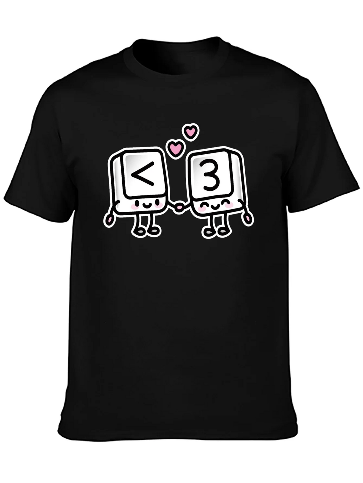 Black T-Shirt with <3 Cartoon Design product image 3