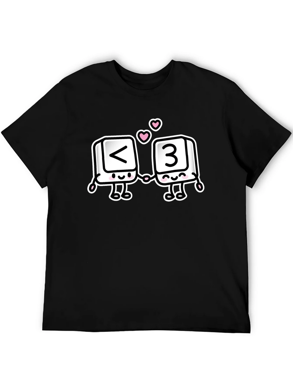 Black T-Shirt with <3 Cartoon Design product image 5
