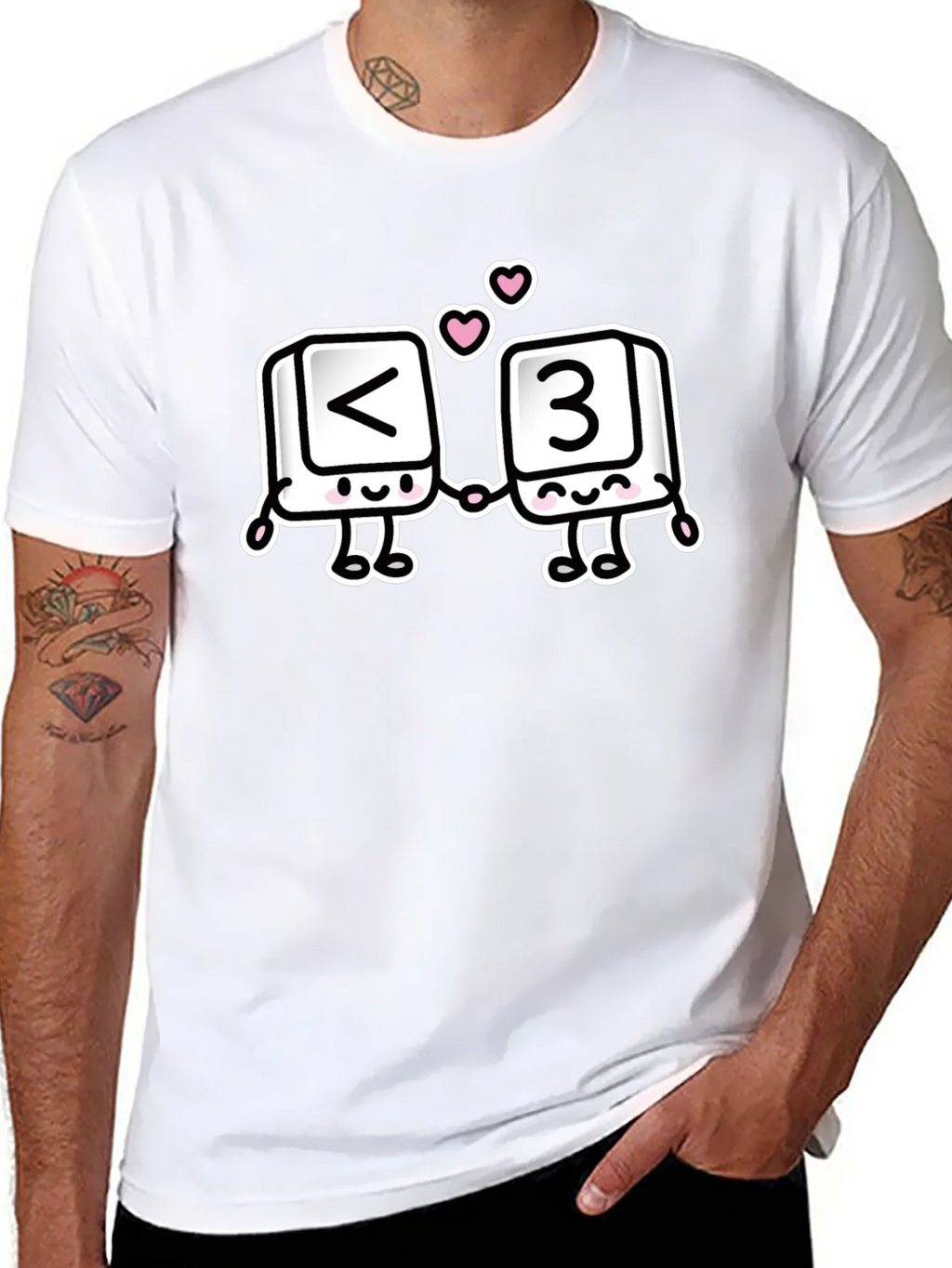 Black T-Shirt with <3 Cartoon Design product image 7