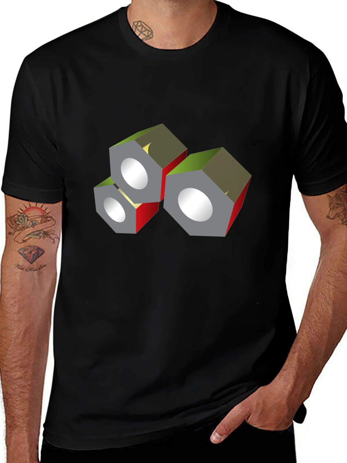 Abstract Nuts Graphic Black T-Shirt product image 1
