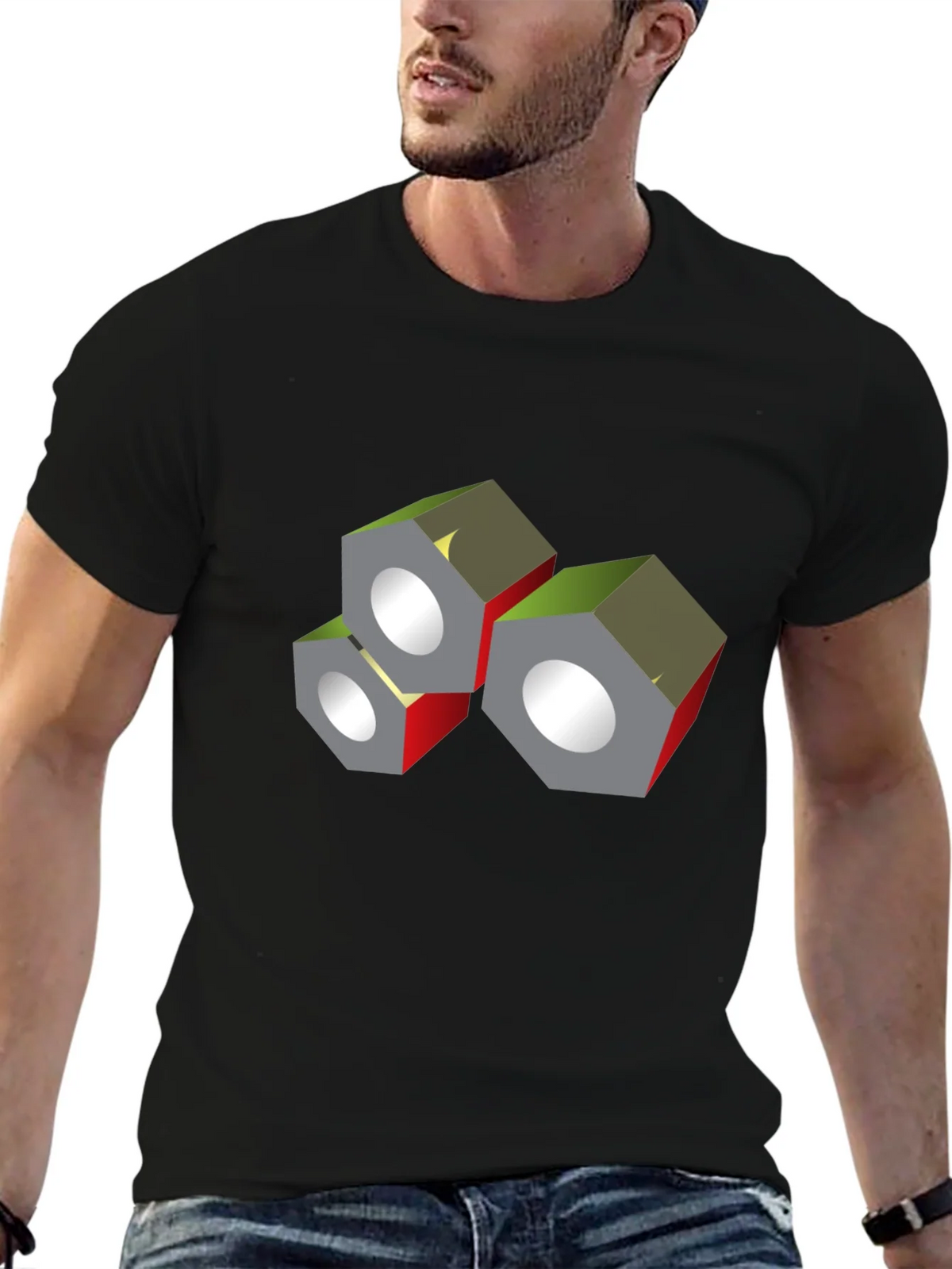 Abstract Nuts Graphic Black T-Shirt product image 6