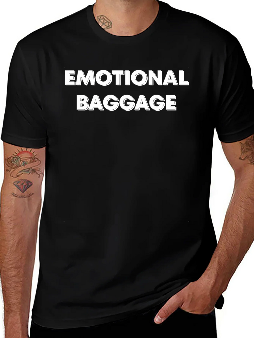 Emotional Baggage Graphic Tee - Black Cotton T-Shirt product image 1