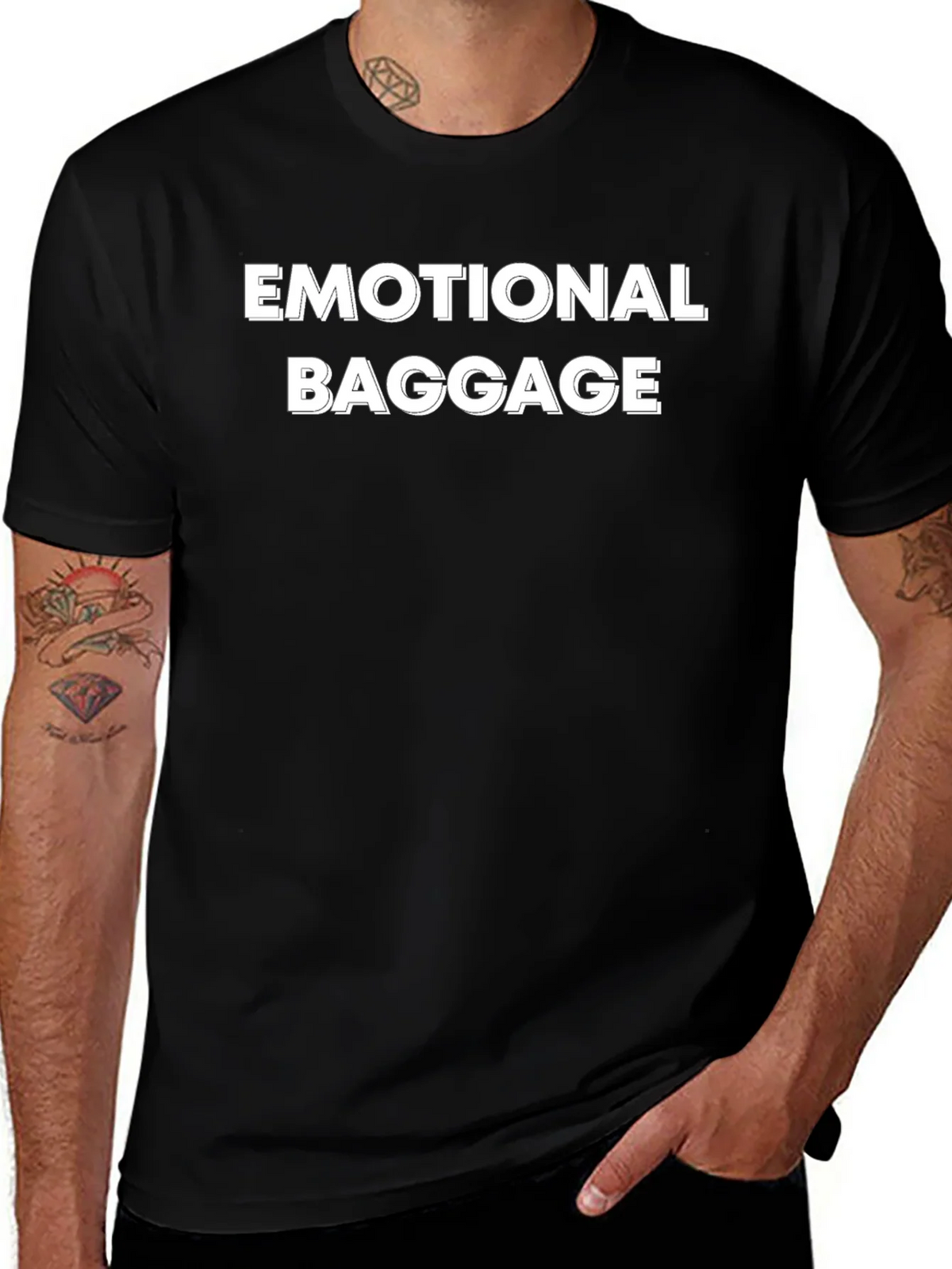 Emotional Baggage Graphic Tee - Black Cotton T-Shirt product image 1
