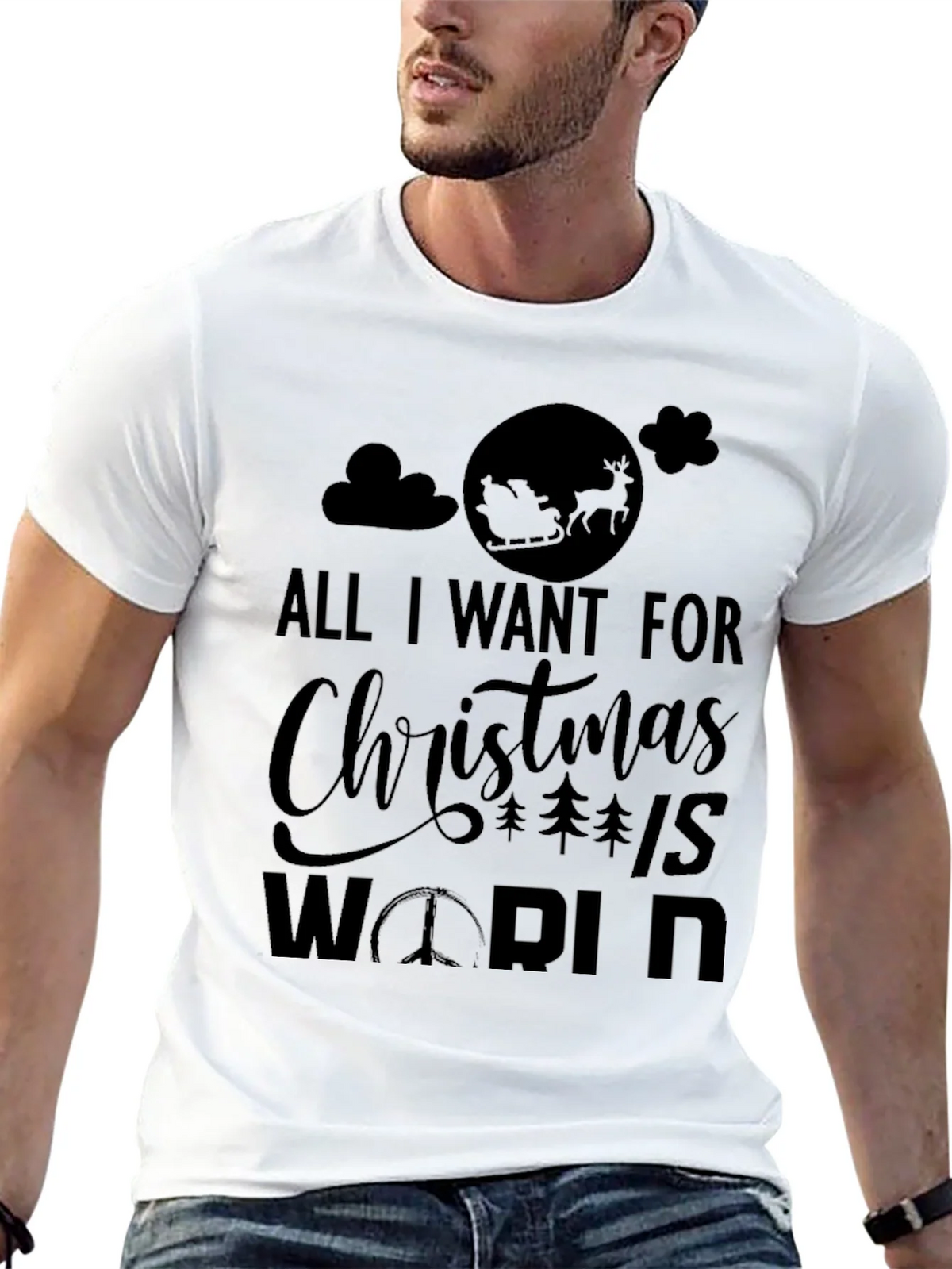 All I Want for Christmas Peace World Graphic Tee product image 12
