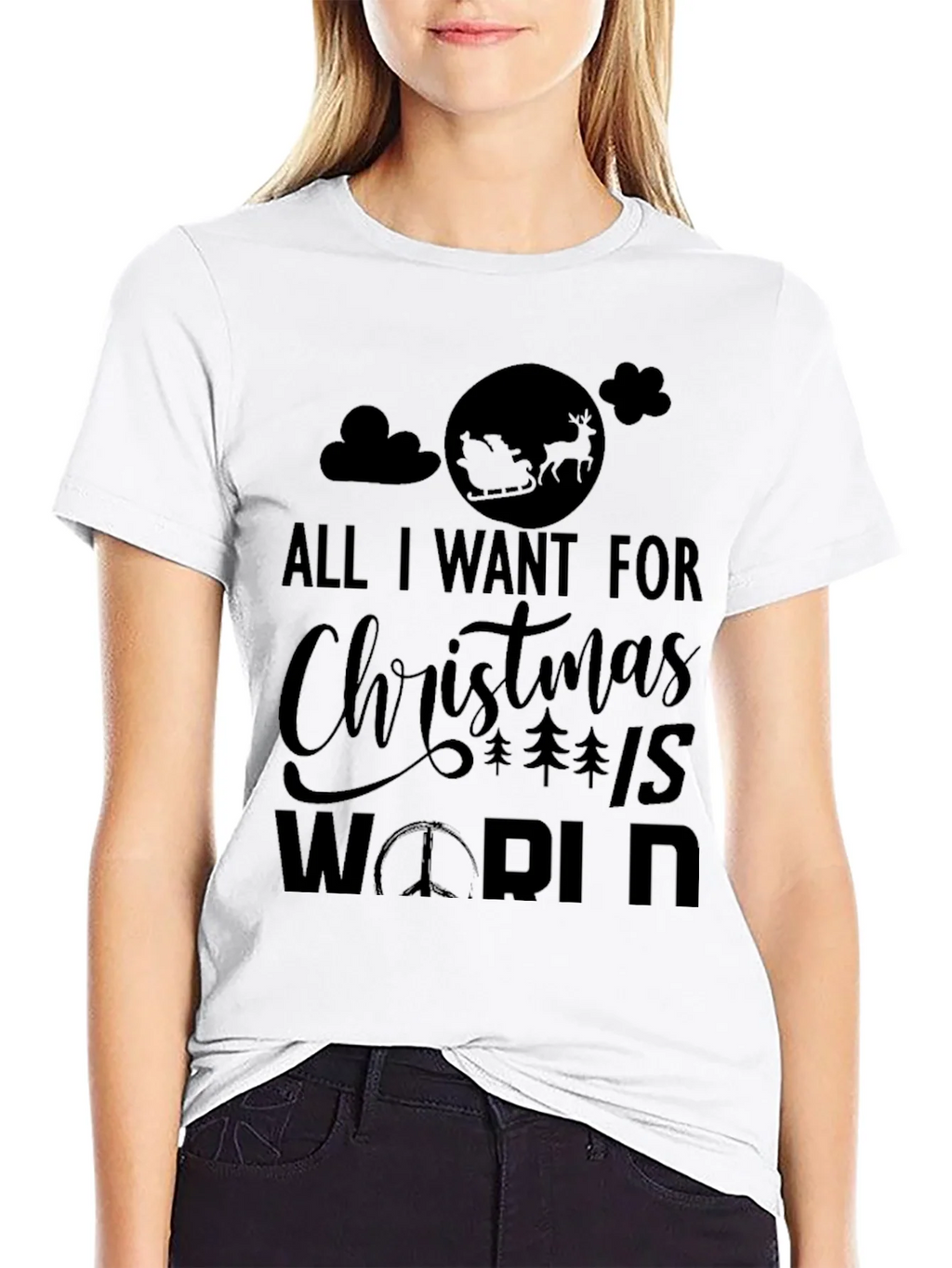 All I Want for Christmas Peace World Graphic Tee product image 8
