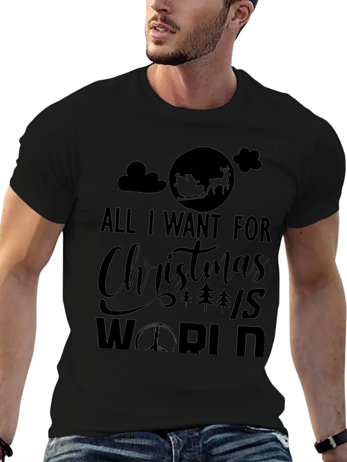 All I Want for Christmas Peace World Graphic Tee product image 6